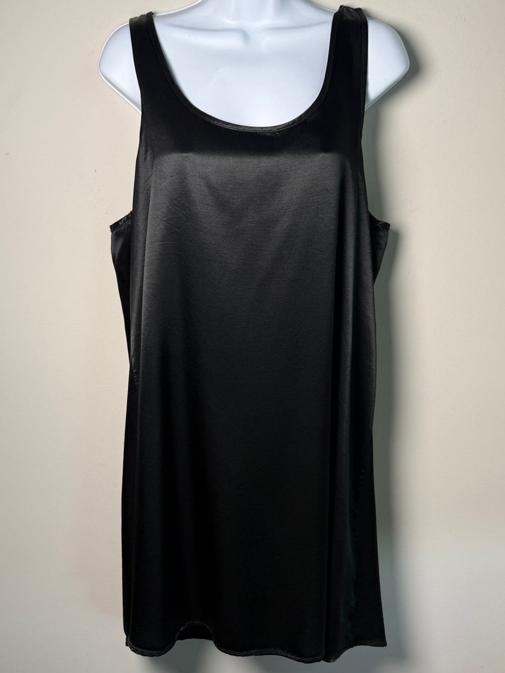 PJ Harlow Black Satin Slip Dress | Silk | Pintuck Detail | Made in USA | L